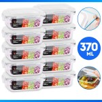 KIT 10 Potes de Vidro Retangular com Tampa Hermética 370ml (Transparente) - Imagem 2