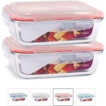 KIT 2 Potes de Vidro Retangular com Tampa Hermética 1040ml (Vermelho) - Imagem 2