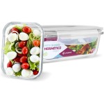 KIT 2 Potes de Vidro Retangular com Tampa Hermética 640ml Cor:Branco (QH)