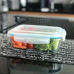 KIT 4 Potes de Vidro Retangular com Tampa Hermética 1040ml Cor:Azul (QH) - Imagem 2