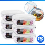 KIT 6 Potes de Vidro Retangular com Tampa Hermética 370ml (Transparente) - Imagem 2