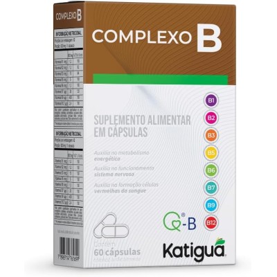 Katiguá, Complexo B, B1, B2, B3, B5, B6, Sem sabor, 60 Cápsulas rígidas, Branco