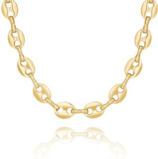KissYan Colar de ouro para mulheres e meninas, gargantilha delicada banhada a ouro 14 K, corrente grossa fígaro serpente marinheiro cubano, colares ajustáveis e modernos, joias feitas à mão para presentes