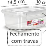 Kit 10 Potes BPA Free 400ml Hermético Para Freezer e Microondas com Travas