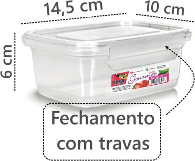 Kit 10 Potes BPA Free 400ml Hermético Para Freezer e Microondas com Travas