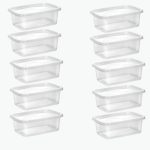 Kit 10 Potes BPA Free 800ml Para Freezer e Microondas COR: Transparente
