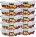 Kit 10 Potes De Vidro Borossilicato Retangular Marmita Com Tampa Hermética 640ml Resistente Premium