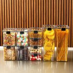 Kit 10 Potes Herméticos Organizadores Empilháveis para Mantimentos - Pote Hermético BPA Free - Utensílios para Cozinha, Armário, Alimentos, Porta Mantimentos, Empilhável