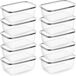 Kit 10 Potes Plásticos 350ml Transparentes Container Retangular