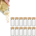 Kit 12 Pote Vidro Tampa Bambu Organizador Tempero Luxo 120ml Transparente