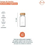 Kit 12 Pote Vidro Tampa Bambu Organizador Tempero Luxo 120ml Transparente - Imagem 2