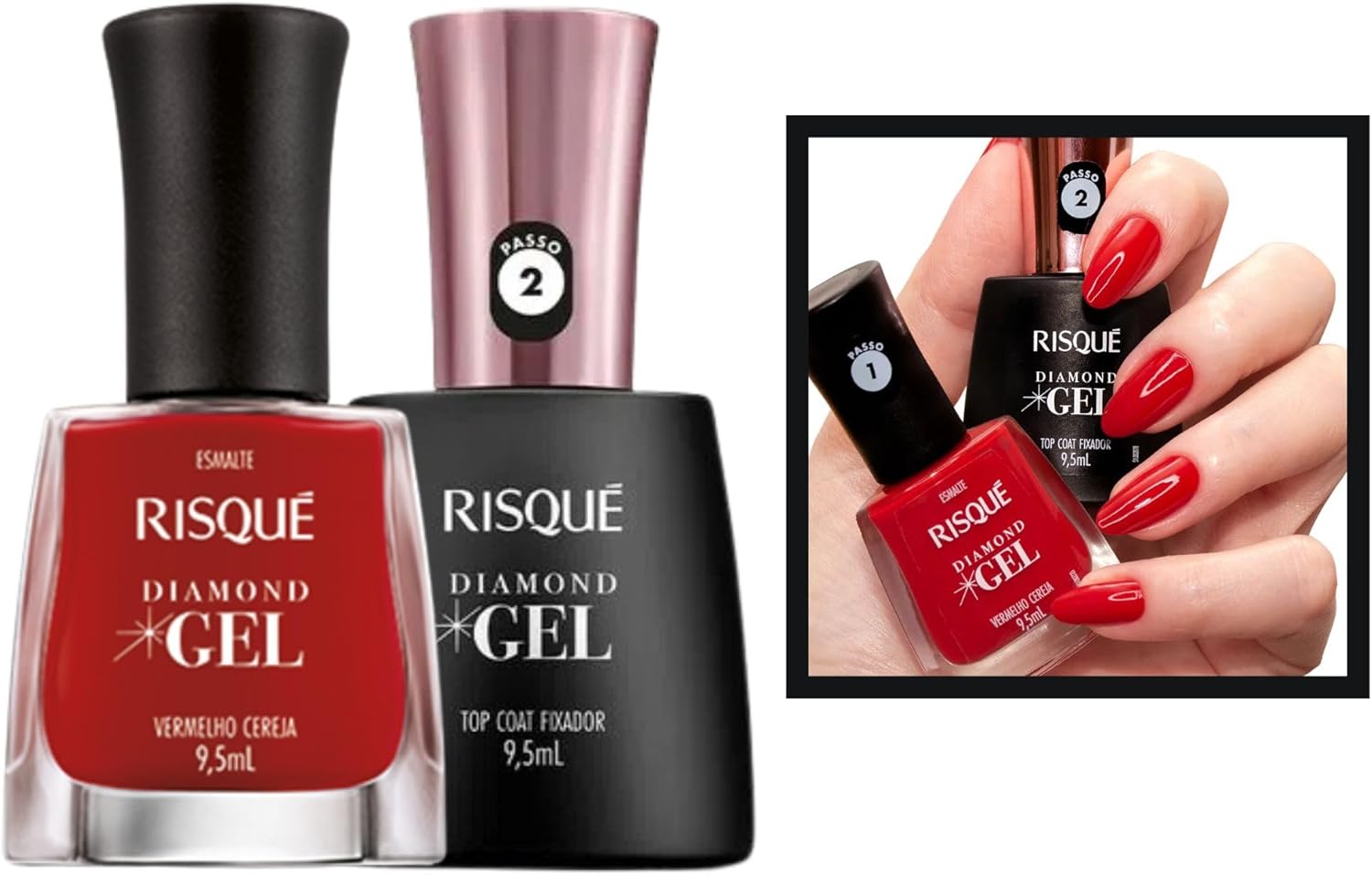 Kit-2-Esmalte-Diamond-Gel-Risque-Cor-Top-Coat.jpg Kit 2 Esmalte Diamond Gel Risque Cor + Top Coat Fixador Kit Manicure Escolha Cor (Vermelho Rubi + Fixador)