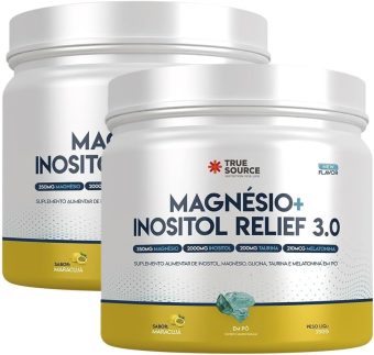 Kit 2 Magnésio Inositol Relief 3.0 Sabor Maracujá True Source 350gr True Magnésio + Inositol Relief 3.0-350g Maracujá - True Source