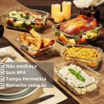Kit 2 Pote de Vidro Retangular Hermético com Tampa 1040ML - Armazenamento Seguro e Conservação de Alimentos - Organizador para Cozinha e Produtos Secos - Imagem 2