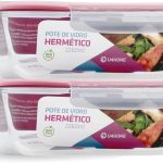 Kit 2 Potes de Vidro Retangular com Tampa Hermética 2260ml (Vermelho)