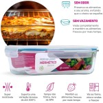 Kit 2 Potes de Vidro Retangular com Tampa Hermética 2800ml (Azul) - Imagem 2