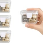 Kit 3 Mini Potes Herméticos Retangular Plástico Transparente 60ml 7x5x4cm Tampa c/Trava de Segurança, Organizador de Alimentos, Porta Mantimentos Empilháveis, Reutilizáveis e Atóxico Livre BPA