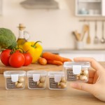 Kit 3 Mini Potes Herméticos Retangular Plástico Transparente 60ml 7x5x4cm Tampa c/Trava de Segurança, Organizador de Alimentos, Porta Mantimentos Empilháveis, Reutilizáveis e Atóxico Livre BPA - Imagem 2