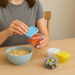 Kit 4 Potes Herméticos 55 ml para Lanche e Papinha Mini Potinhos BPA-Free com Tampa Antivazamento Freezer, Micro-ondas e Lava-Louças Para Bebês, Lancheira, Viagens e Organização - Imagem 2