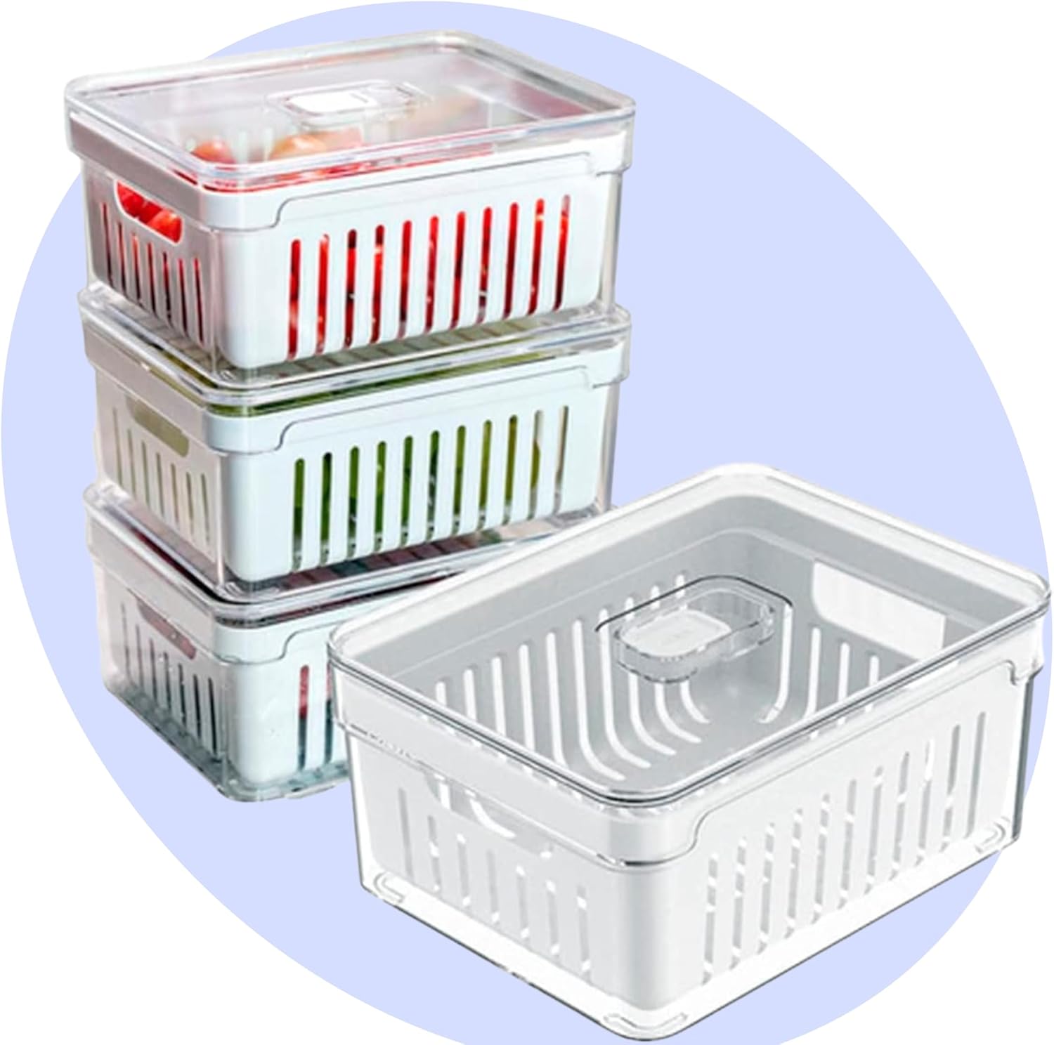 Kit-4-Potes-Hermeticos-Organizadores-para-Geladeira-com-Cesto-–.jpg Kit 4 Potes Herméticos Organizadores para Geladeira com Cesto – Frutas, Legumes e Carnes – Livre de BPA, Empilháveis | Tampa com Trava e Vedação de Borracha