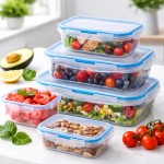 Kit 4 Potes Herméticos Retangulares de Plástico Transparente, Livre de BPA, para Freezer e Microondas, -20 a 120 Graus - Imagem 2