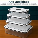 Kit 4 Potes Herméticos para Alimentos – Armazenamento Seguro e Antivazamento, Tampa Hermética Borracha Isolante, Ideal para Freezer/Microondas - Organizador de Frutas Legumes e Saladas - Imagem 2