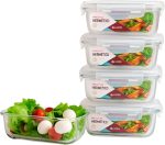 Kit 4 potes hermeticos de vidro 370ml com trava na tampa conserva alimentos