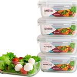 Kit 4 potes hermeticos de vidro 370ml com trava na tampa conserva alimentos
