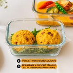 Kit 4 potes hermeticos de vidro 370ml com trava na tampa conserva alimentos - Imagem 2