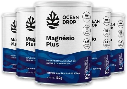 Kit 5 Magnésio Plus 4 Magnésios Ocean Drop 180 Cápsulas