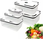 Kit 5 Potes Herméticos Retangulares com Tampa de Plástico Transparente Armazena Alimentos Bem Vedados Resistente Ideal para Freezer e Microondas - 490ML 820ML 1300ML 2000ML 2900ML