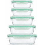 Kit 5 Potes Herméticos de Vidro com Tampa Vedação Silicone 370ml 640ml 1040ml – Livre de BPA, Vai ao Forno, Micro-ondas e Lava-louças (Verde, Kit 5)