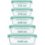 Kit 5 Potes Herméticos de Vidro com Tampa Vedação Silicone 370ml 640ml 1040ml – Livre de BPA, Vai ao Forno, Micro-ondas e Lava-louças (Verde, Kit 5) - Imagem 2