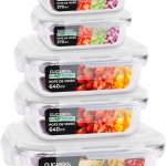 Kit 5 Potes de Vidro Hermético Geladeira Marmita Tampa 370ml/640ml/1040ml