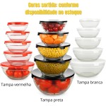 Kit 5 Potes/Tigelas Redondos de Vidro Borossilicato com Tampa – Conjunto Empilhável (135ml, 200ml, 400ml, 550ml, 1000ml) para Armazenamento Seguro de Alimentos, COR: Conforme disponibilidade - Imagem 2