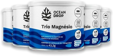 Kit 5 Trio Magnésio 60 Cápsulas Ocean Drop