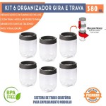 Kit 6 Organizadores Potes Gire e Trave Empilháveis Com Rosca 380ml Plasútil Para Temperos Alimentos Objetos De Costura Botões. Perfeitos Para Organizar Todos Seus Objetos - Imagem 2