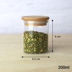 Kit 6 Potes de Vidro 200ml Herméticos com Tampa de Bambu para Mantimentos Cozinha Alimentos - Imagem 2