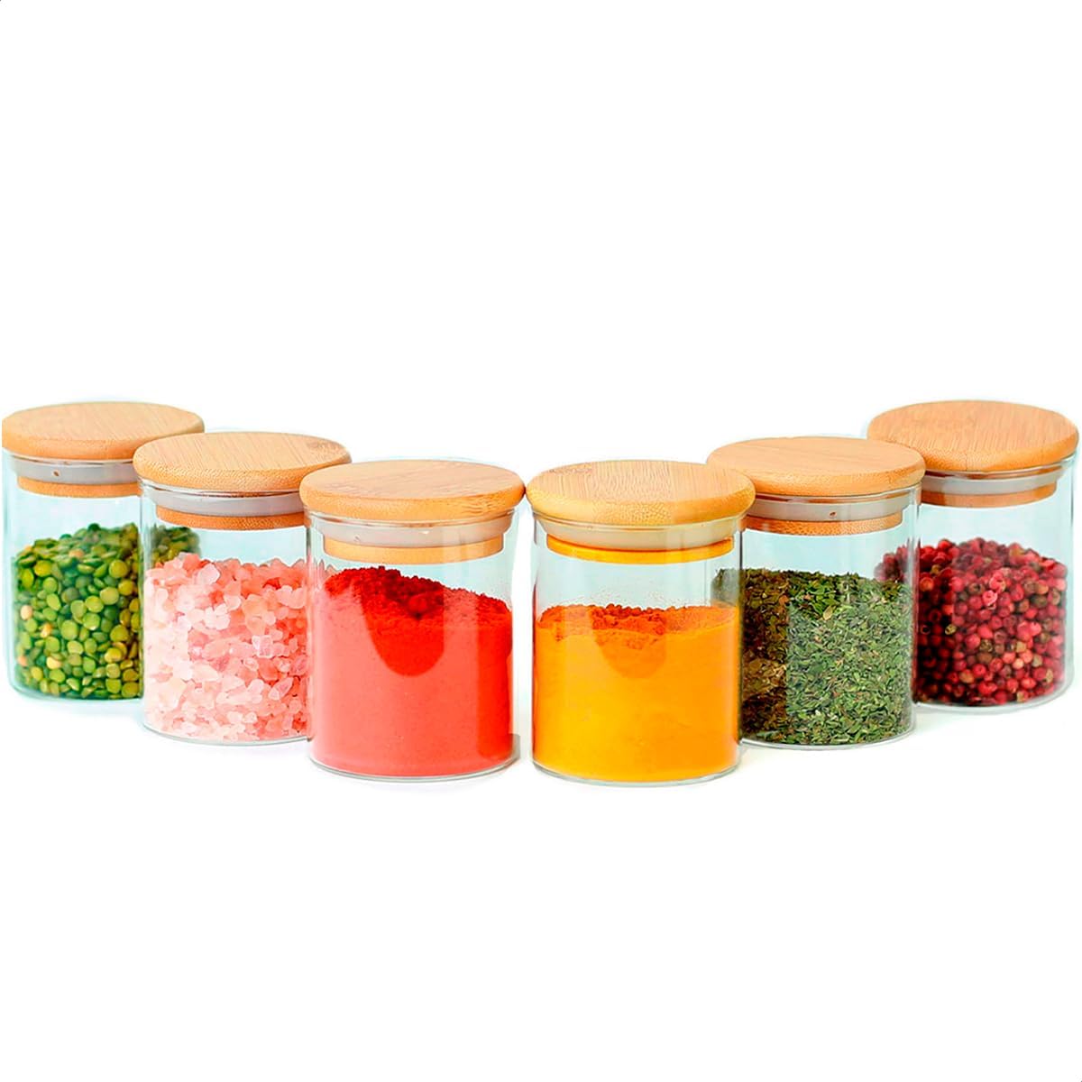 Kit-6-Potes-de-Vidro-200ml-Hermeticos-com-Tampa-de.jpg Kit 6 Potes de Vidro 200ml Herméticos com Tampa de Bambu para Mantimentos Cozinha Alimentos