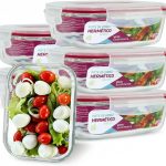 Kit 6 Potes de Vidro Retangular com Tampa Hermética 640ml