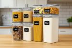 Kit 8 Potes Herméticos para Mantimentos com Tampa à Prova de Ar – Organizadores de Cozinha, Vedação Eficiente, Ideais para Grãos, Cereais, Massas e Alimentos Secos