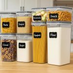 Kit 8 Potes Herméticos para Mantimentos com Tampa à Prova de Ar – Organizadores de Cozinha, Vedação Eficiente, Ideais para Grãos, Cereais, Massas e Alimentos Secos