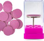 Kit Broca Disco + Suporte + 10 Lixa Refil 120# Manicure Nail