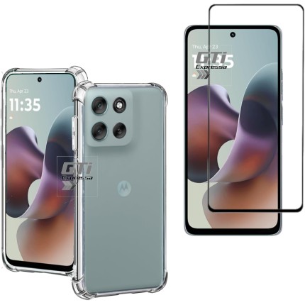 Kit Capa Anti Impacto e Película de Vidro para Motorola Moto G56