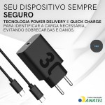 Kit Carregador Turbo 30W + Cabo Tipo C Compatível Iphone Samsung Motorola Resitencia Ultra Protecao Fonte Power Homologado Anatel Original E&A - Imagem 2