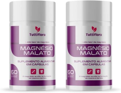 Kit Com 2 - Magnésio Malato Premium 60 Cápsulas de 500mg Tuttiflora