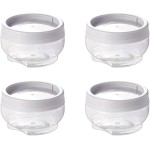 Kit Conjunto 4 Potes Multiuso Organizadores Gire E Trave Porta Temperos Branco