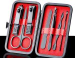 Kit Cortador de Unha 7 Peças em Aço inoxidável, Alicate de Unha, Tesoura de Unha, Empurrador de Cutícula, Lixa de Unha, Conjunto de Cuidados com as Unhas