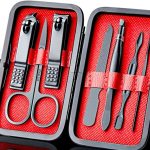 Kit Cortador de Unha 7 Peças em Aço inoxidável, Alicate de Unha, Tesoura de Unha, Empurrador de Cutícula, Lixa de Unha, Conjunto de Cuidados com as Unhas