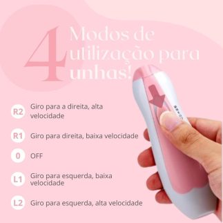 Kit Elétrico de Lixa de Unha para Bebê e Adulto com 6 Lixas Intercambiáveis, Luz LED, Silencioso e Portátil – Estojo Completo